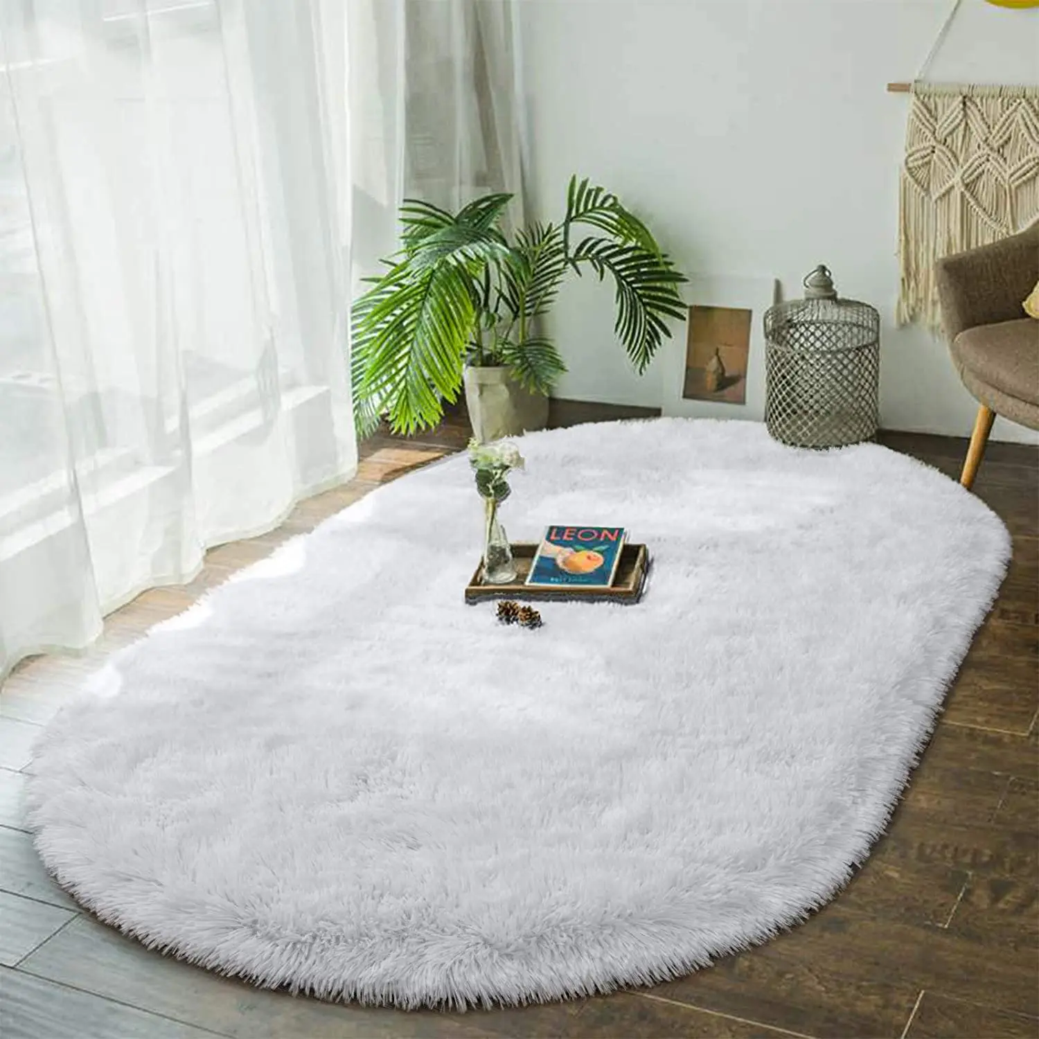 

Fluffy Carpet for Bedroom Living Room Soft Oval Girls Rugs Modern Plush Shaggy Area Rug Home Decor Carpet Comfy Cute Nursery Rug