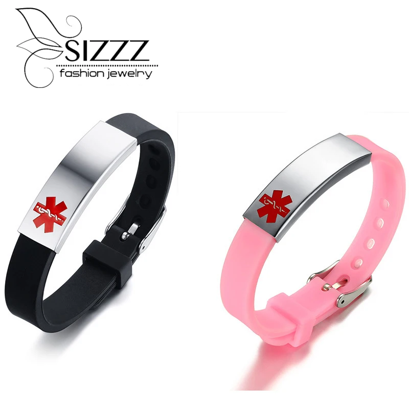 Силикон + титановая сталь изогнутый медицинский знак браслеты и для