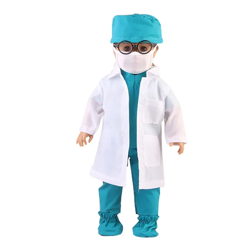

Born New Baby Doll Clothes Fit 18 inch 40-43cm American Red white blue doctor's and nurse's clothes For Baby Birthday Gift