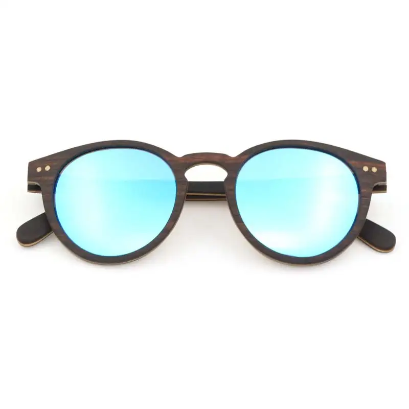 light blue lens BerWer мужские солнцезащитные очки винтажное зеркало линзы для вождения солнцезащитные очки мужские деревянные очки UV400 - Цвет линз: light blue lens