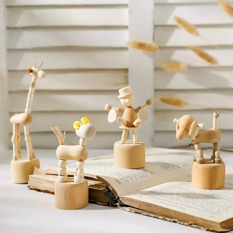 

Creative Personality Cartoon Wooden Animal Decoration Children's Room Milk Tea Shop Fast Food Restaurant Shelf Small Ornaments