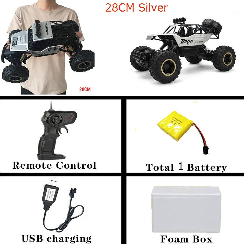 28cm Silver Радиоуправляемая машина 1/12 4WD с дистанционным управлением высокоскоростная машина 2,4 Ghz электрические радиоуправляемые игрушки Monster Truck Багги внедорожные Автомобили детские подарки - Цвет: 28cm Silver