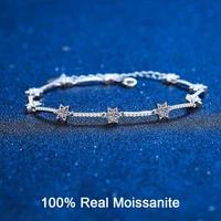 moissanite diamond bracelet platinum plating sterling silver ten stars charms bracelet promise gift for women girls fine jewelry