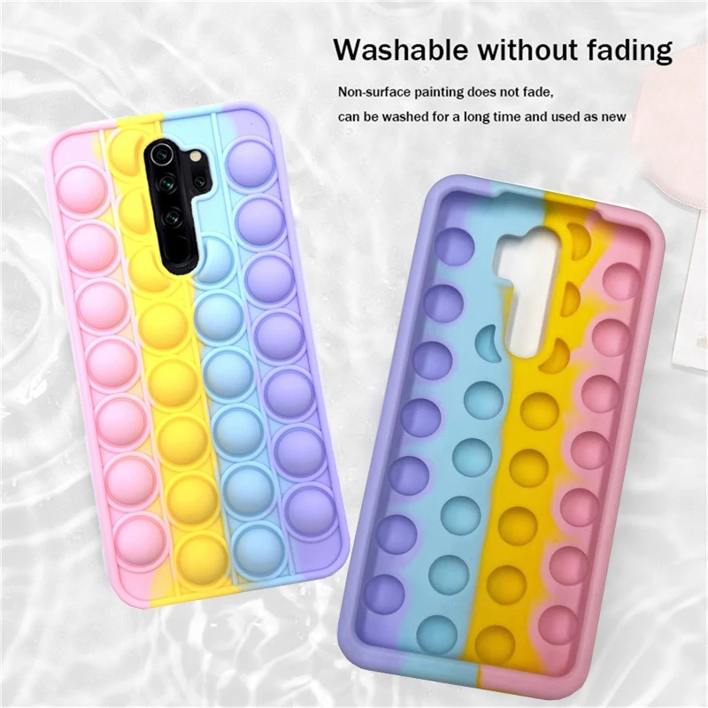 redmi 10 note 7 pop push bubble fidget toys phone case cover for xiaomi mi 8 11 9t poco f3 note 8 pro k20 k30 k40 stress reliver free global shipping