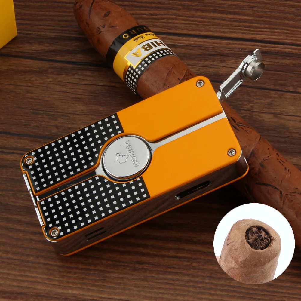 COHIBA ветрозащитная Зажигалка для сигар 3 фонарь зажигалки Jet Flame газовая зажигалка
