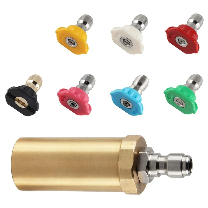 

8-Piece Set High-Pressure Cleaning Rotating Nozzle Car Wash Water Pump Special Nozzle 360° Automatic Rotating Nozzle