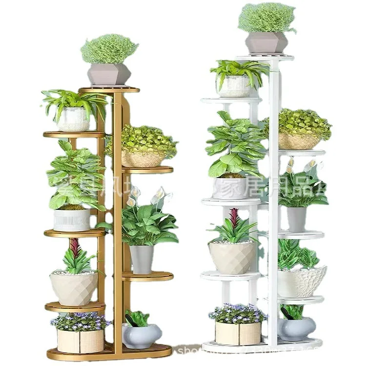 

European Style Wrought Iron Pergola Floor Type Shelf For Balcony In Living Room Creative Modeling Iron Lvluo Flower Rack