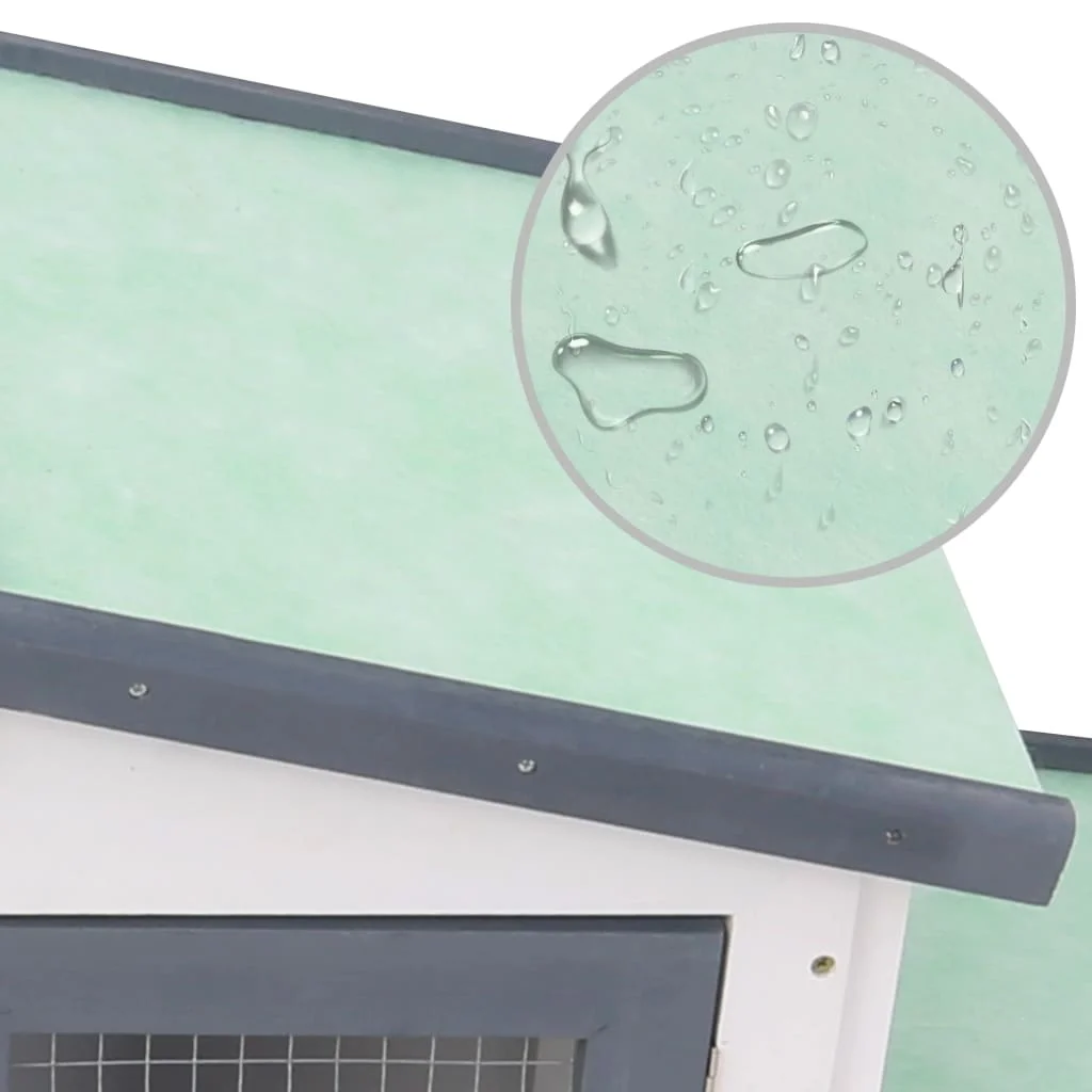 

Outdoor Large Rabbit Hutch Gray and White 80.3"x17.7"x33.5" Wood