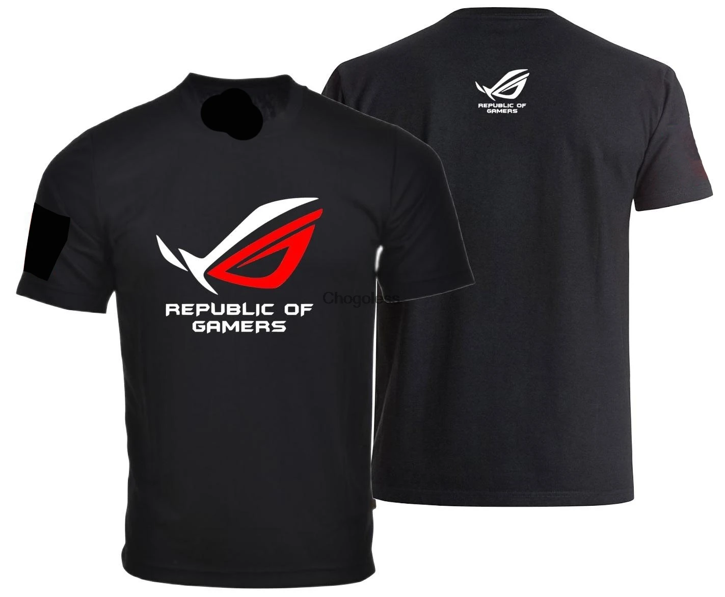 

Republic Of Gamers Rog Fashion Summer Cotton T-Shirt Men Cotton Black Short Sleeve Casual Tee