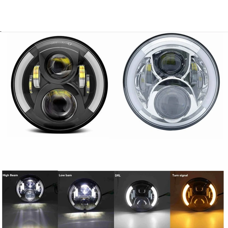 7 &quotдюймовый светодиодный головной светильник лампы H4 H13 Белый Halo Ангельские