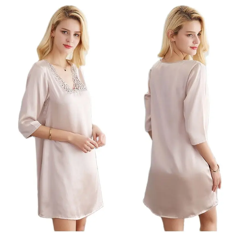 S55131 новая модная летняя одежда для сна женская шелковая женские ночные рубашки и