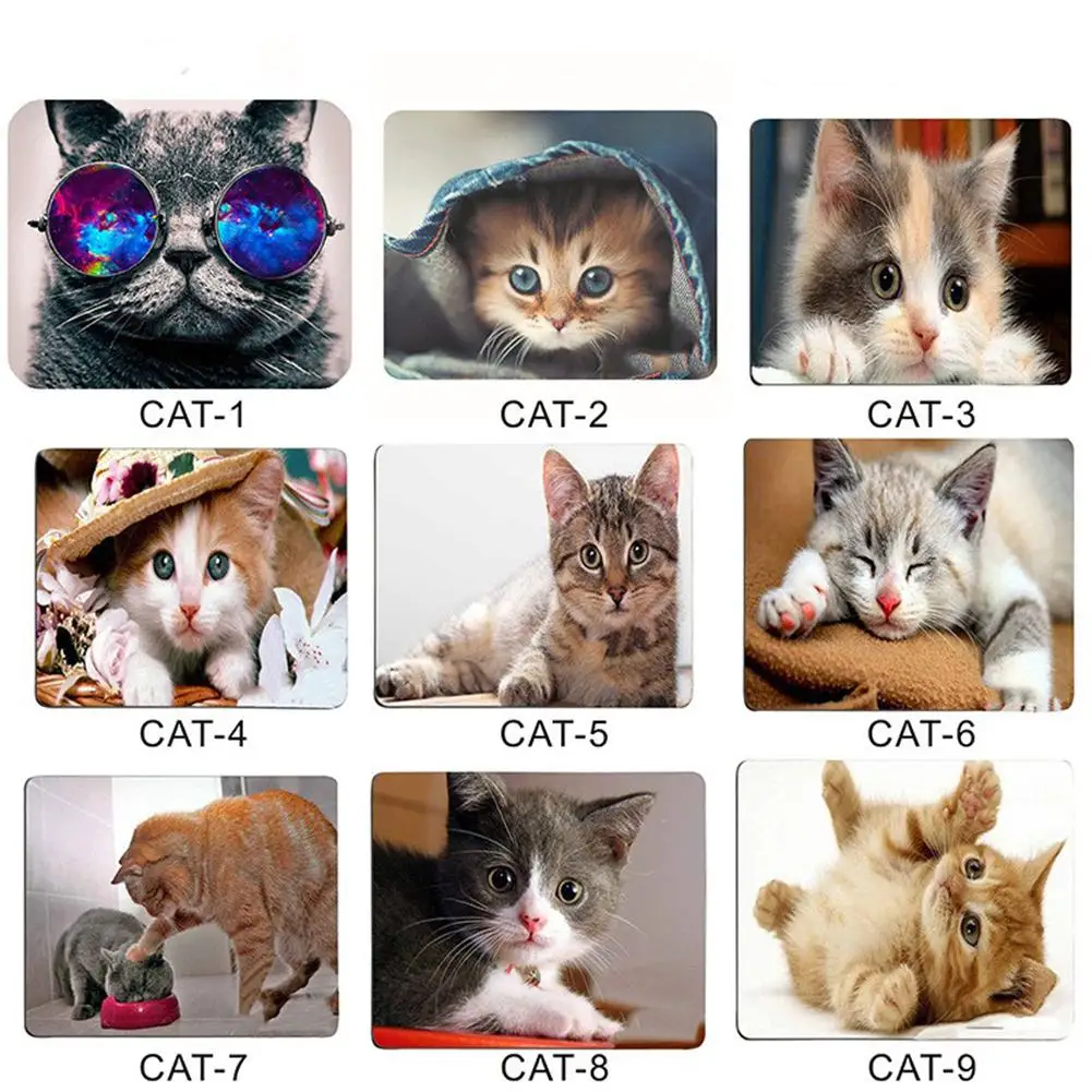 

Противоскользящий коврик для мыши с рисунком милого кота, резиновый + тканевый односторонний удобный коврик для мыши, защита запястья, подд...