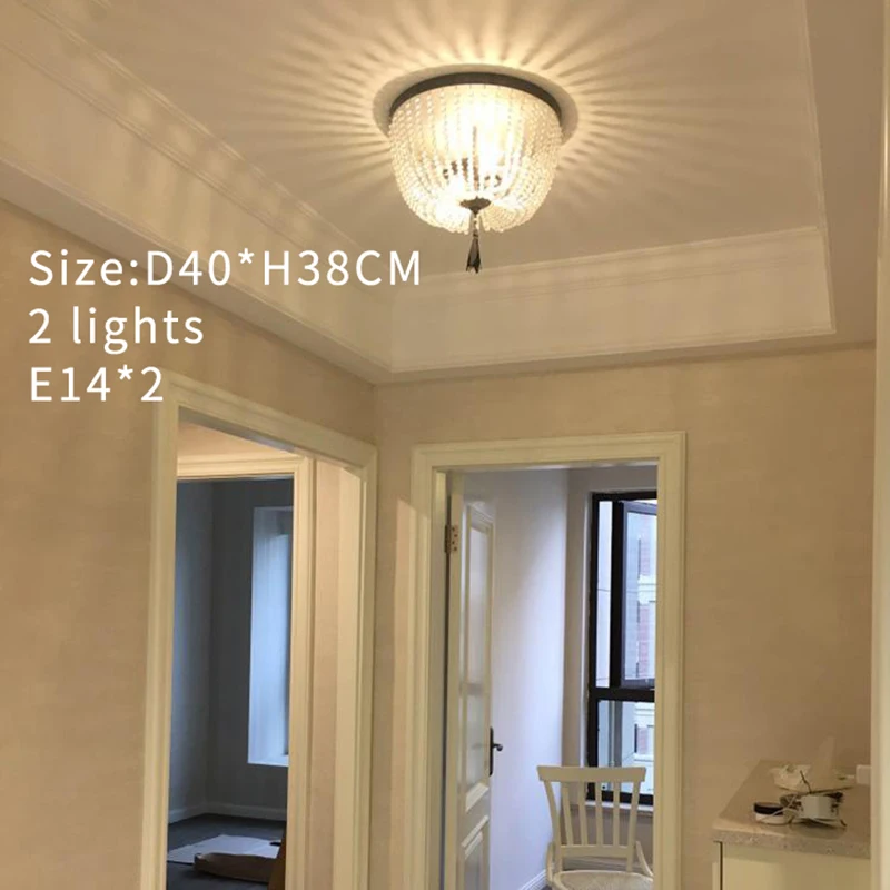 Винтажные серые потолочные светильники роскошные хрустальные бусины потолочная