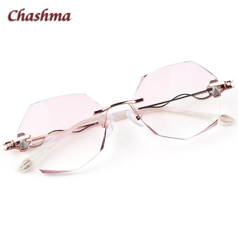Очки Chashma по рецепту серые и красные линзы титановая оправа женские антибликовые