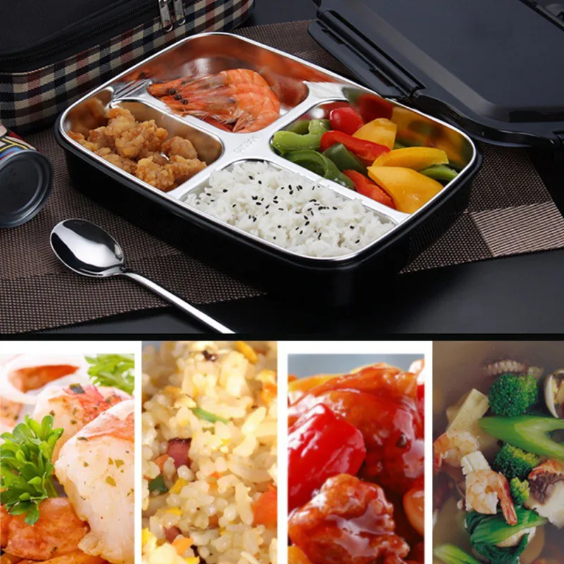 304 Bento Box изолированный Ланч бокс для фаст фуда с крытой столовой