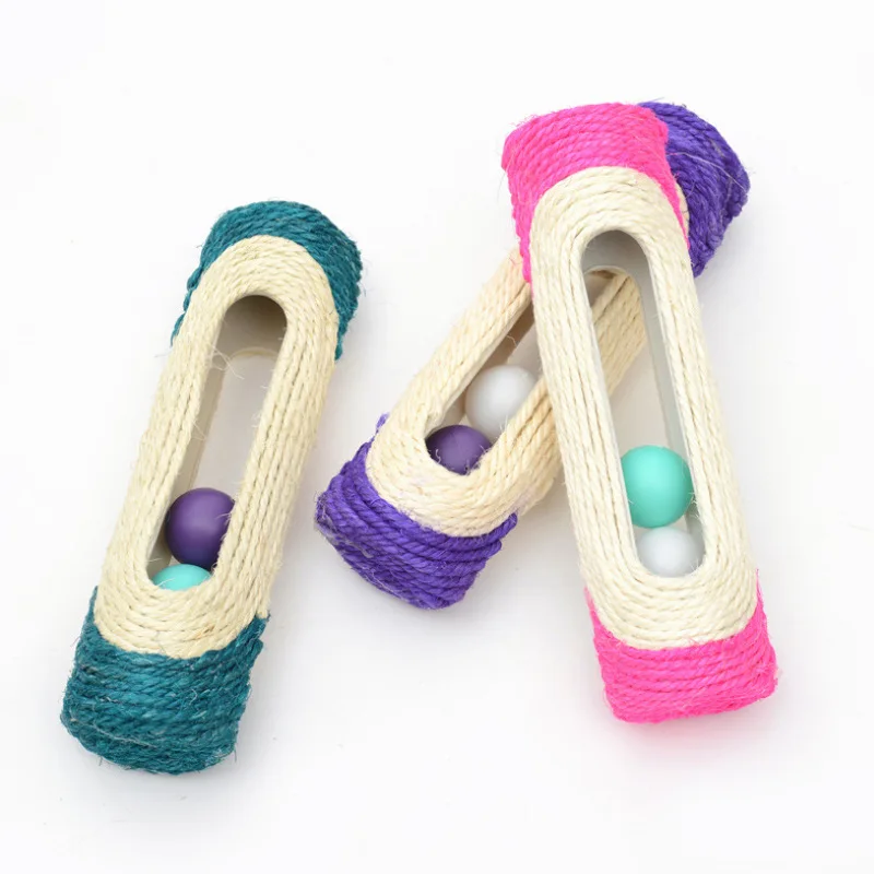 Кошка игрушка Когтеточка катящийся туннель сизаль мяч в ловушке с 3 шариками