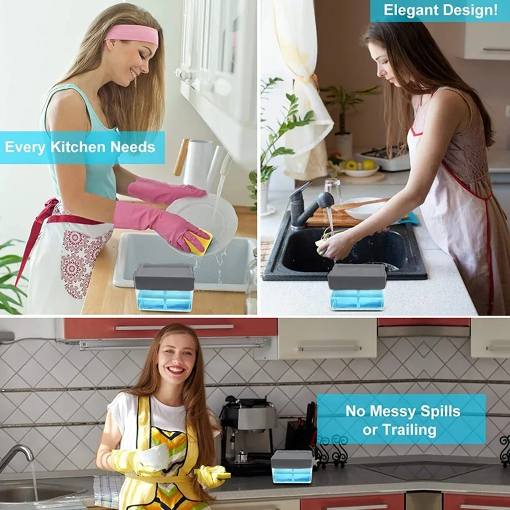 2-in-1Sponge стеллаж для выставки товаров дозатор жидкого мыла и губки Caddy 13 унций | Дом
