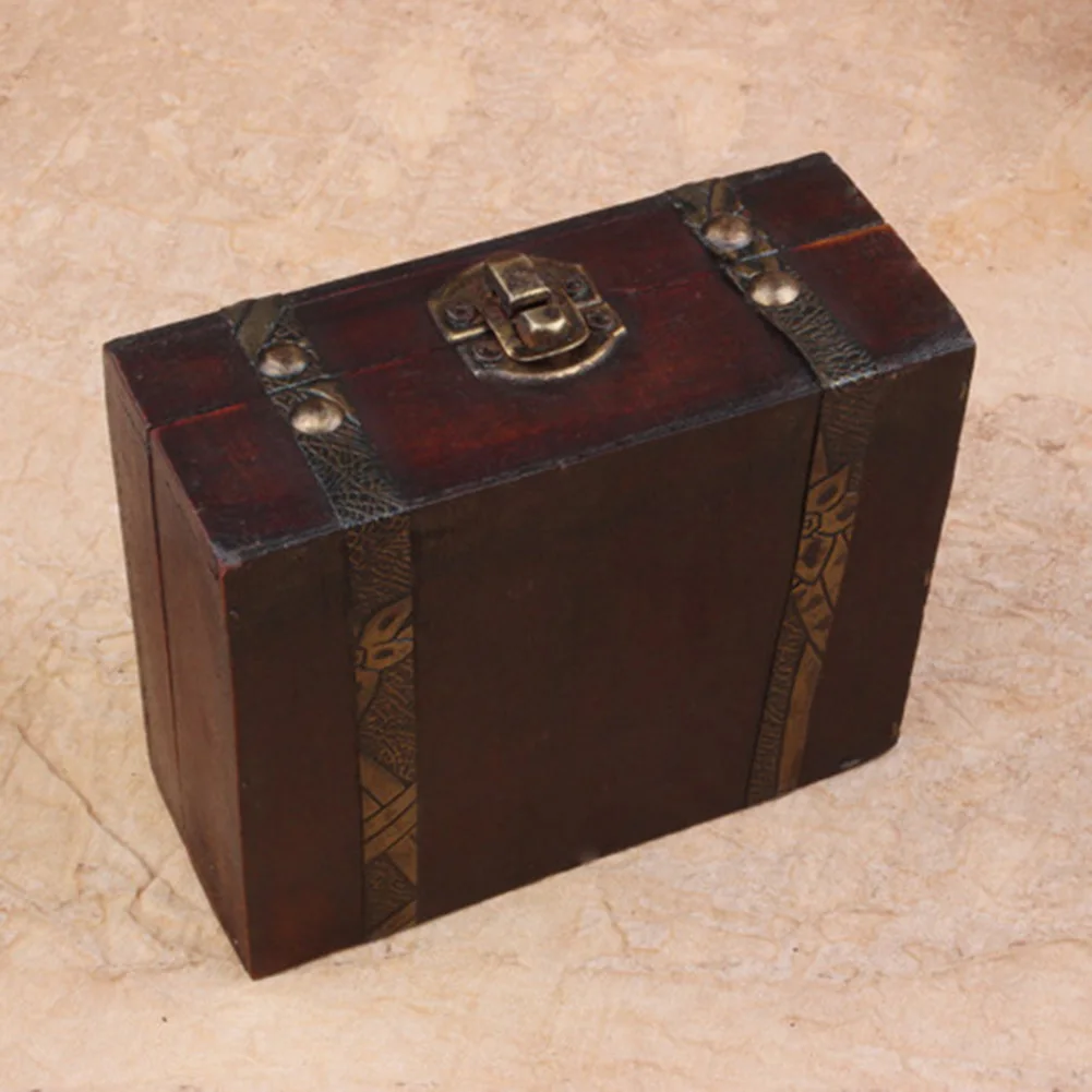 Retro Design Wooden Lock Catch Jewelry Gift Storage Box Container Sundries Organizer Large Capacity Jewelry Storage Case