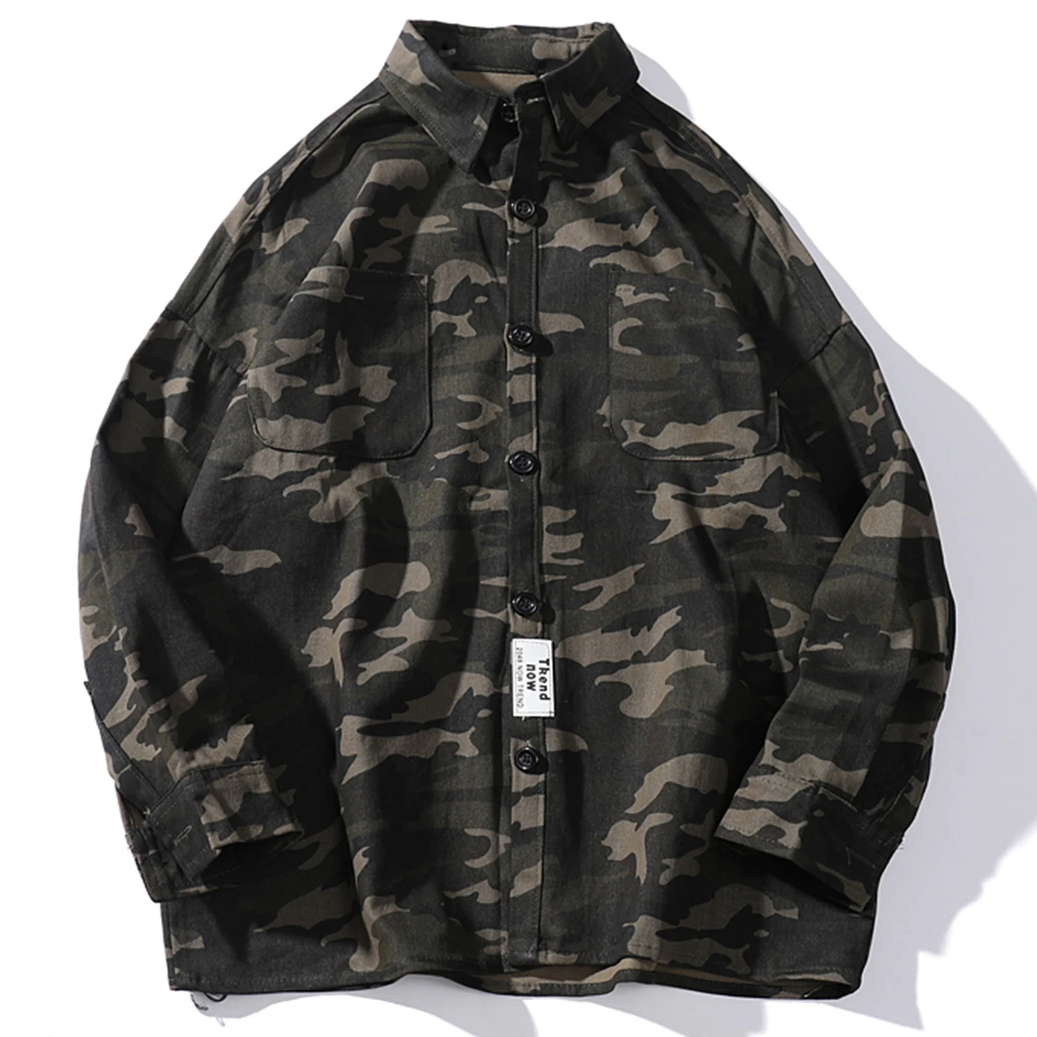 Aelfric Eden Camouflage Military Mens Shirts 2019 Autumn Harajuku Hip Hop Casual Cotton Male Tops Outwear Streetwear Long Sleeve | Мужская