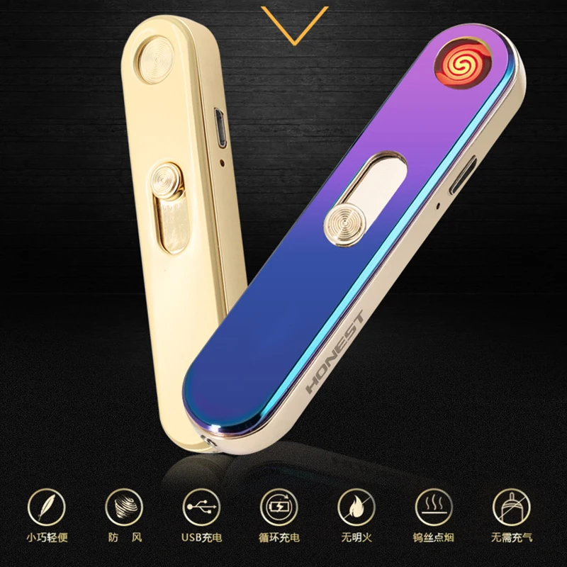 Honest Metal перезаряжаемая USB Электронная Вольфрамовая Проводная Зажигалка