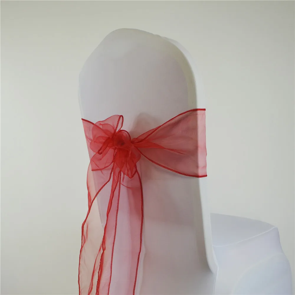 Silla de Organza con nudo para boda, decoraci&oacute;n chiavari, banda para silla, banquete, Fiesta en casa, Hotel, decoraci&oacute;n con lazo, 50 Uds.-5