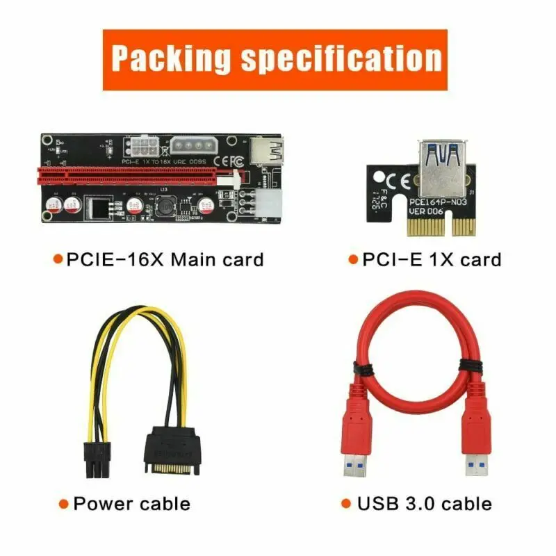 Ver009S Pci Express Riser Card M2 1X 16X Dual 6Pin 4Pin Power Pci-E Exte кабель |