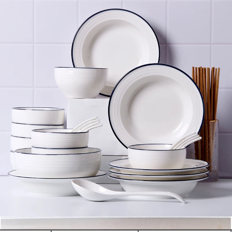 

Простая Современная тарелка комплект Творческий Керамическая пиала для риса блюда и тарелки наборы посуды для дома Talerze Obiadowe набор столовы...