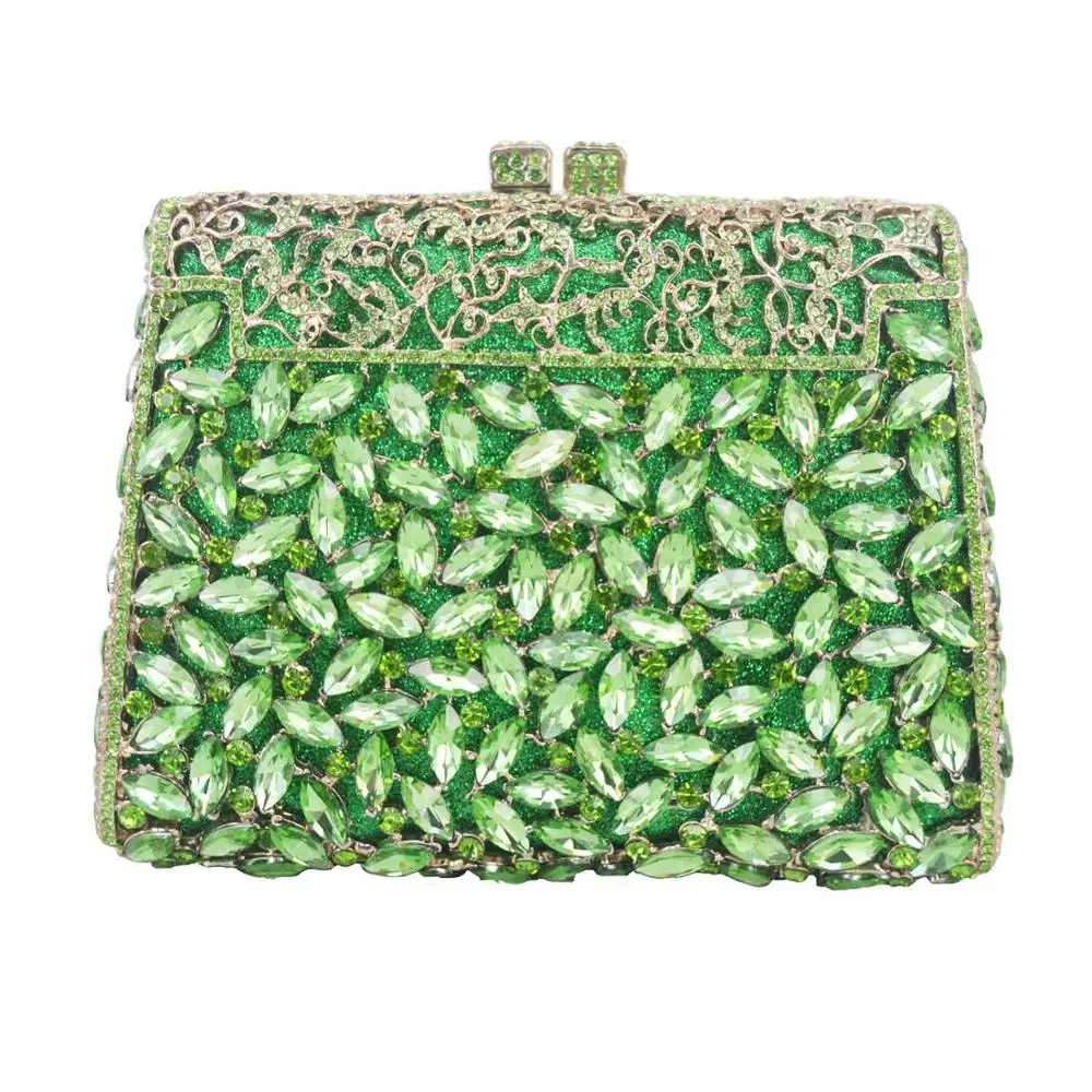 gold alloy green Серебряная коробка сумка Diamond Для женщин сумочка-клатч с украшением в виде кристаллов вечерние сумки из натуральной кожи женские банкетные кошелек модные барсетки вечерние сумка SC452 - Цвет: gold alloy green