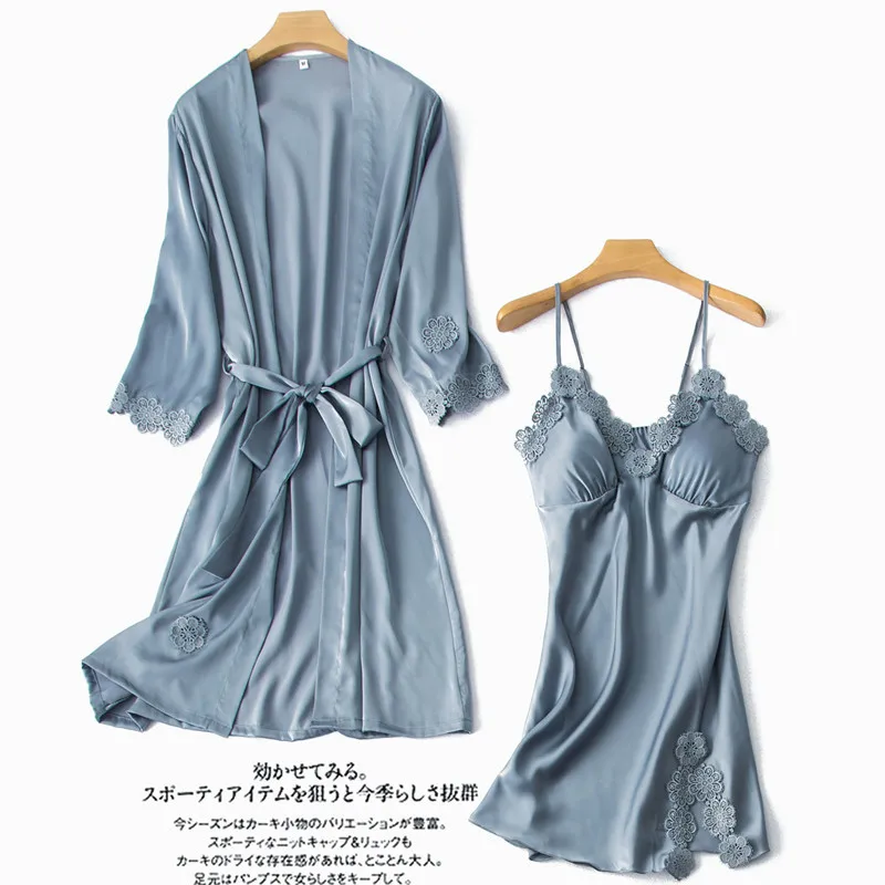 Пижама Daeyard Женская шелковая с цветочной аппликацией комплект из 4 предметов