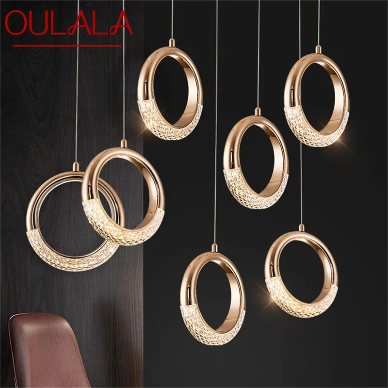 

OULALA Pendant Light Modern LED Creative Lamp Fixtures Round Ring Decorative for Home Dining Room