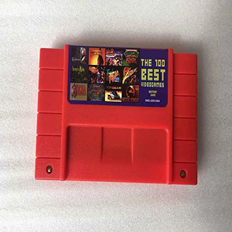 Картридж карточки для супер игры в одном красном корпусе игровой карты SFC/SNES 100 Snes