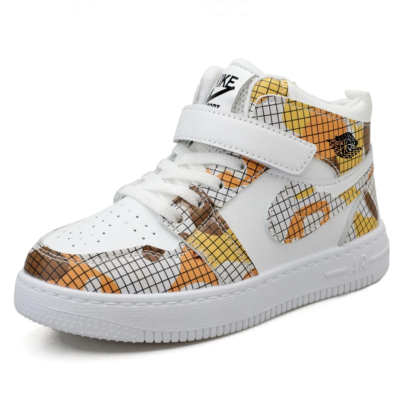 

2021 Autumn Kids Boy Girl Shoes Casuals Hook&Loop Mixed Colors Cross-tied Round Toe Fashion Novelty Sweet Low Heel Flats Boots