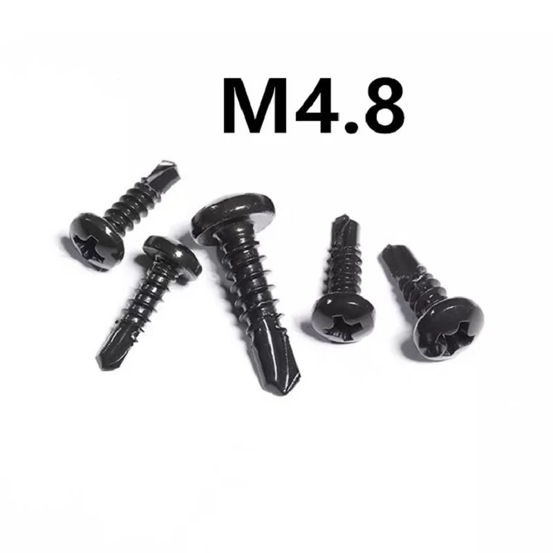 

100pcs/lot M4.8x13/16/19/25/32/38/50mm DIN7504N Black 410 stainless steel cross round head drill tail screw