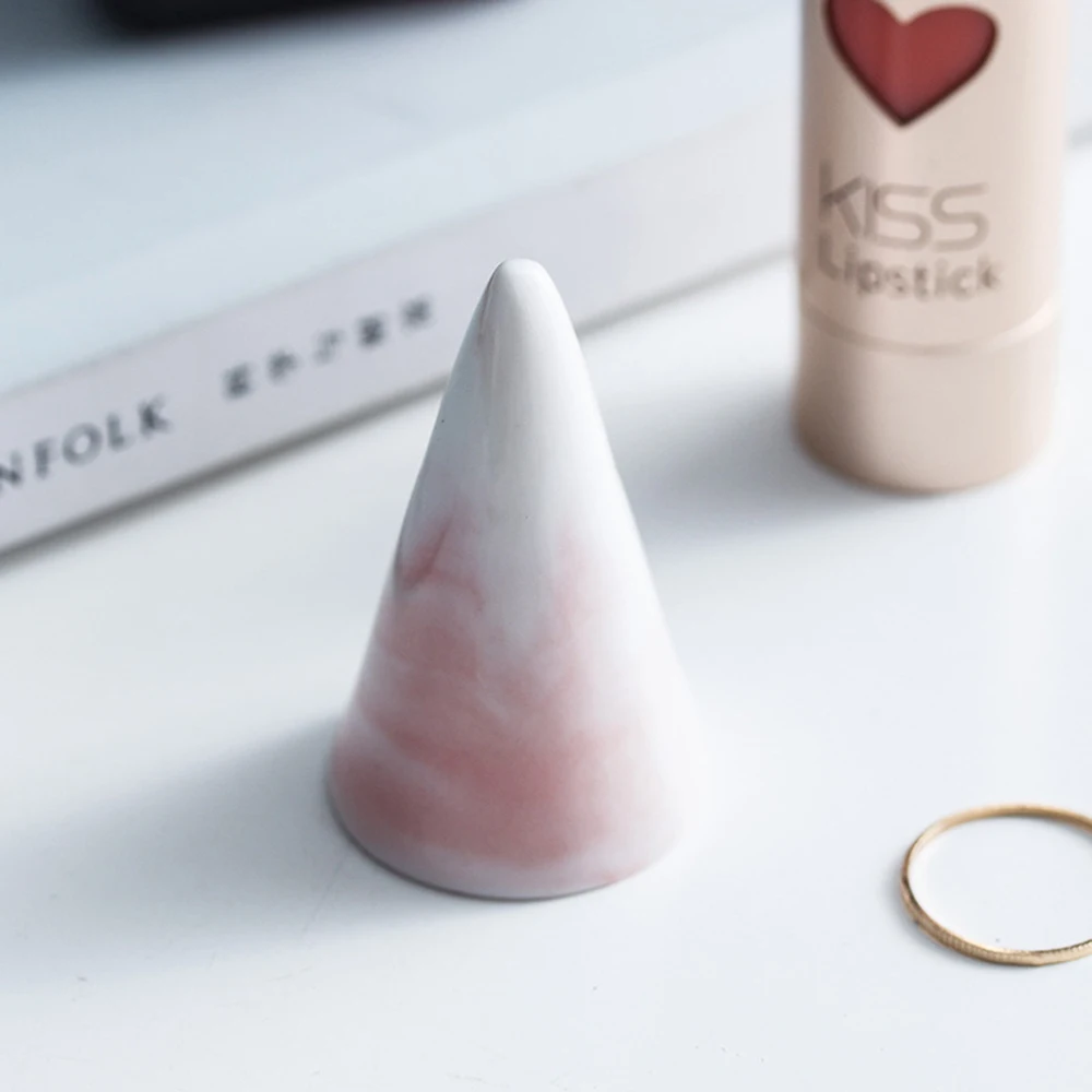 

Gold Ceramic Jewelry Storage Finger Cone Ring Holder Marble Decor Display Stand Tray Keep Tidy Crafts Nordic Style 1pc
