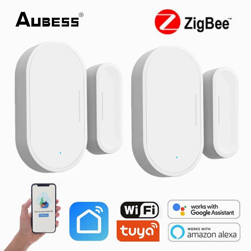 

Aubess Zigbee Door Window Wireless Burglar Alarm Magnetic Sensor Home Safety Wireless System Security Device With Zigbee Hub