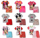 Детская летняя хлопковая футболка с коротким рукавом и принтом Микки и Минни Маус