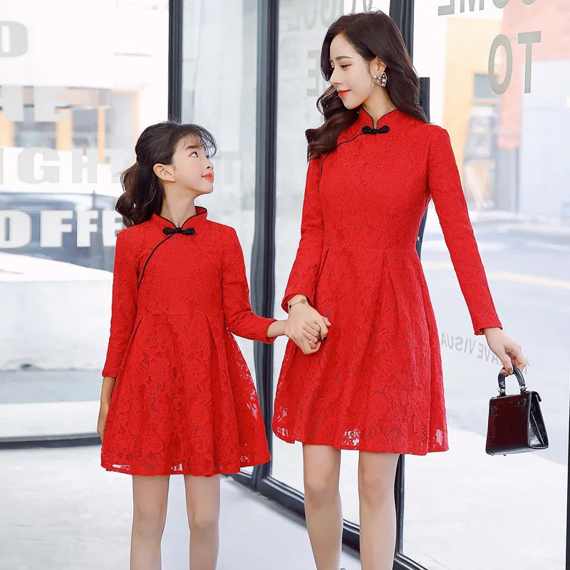 Модель WLG одинаковая семейная одежда платья в китайском стиле для мамы и дочки