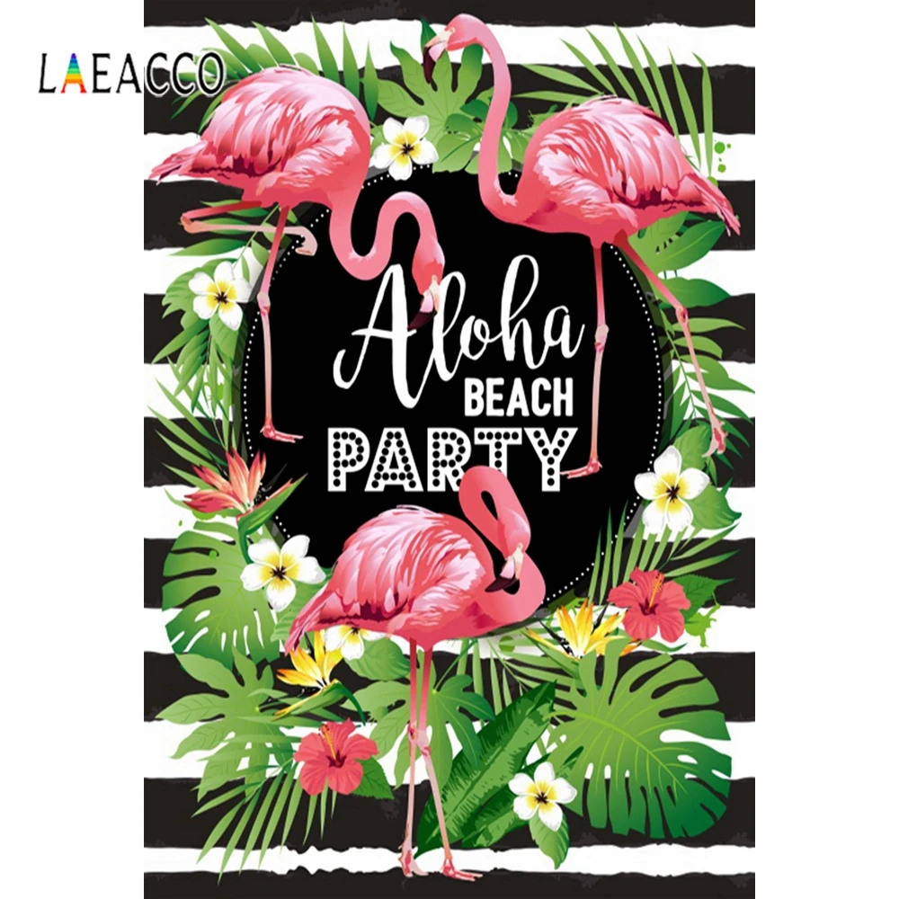 Laeacco фон для фотосъемки с изображением фламинго и зеленых листьев вечеринки