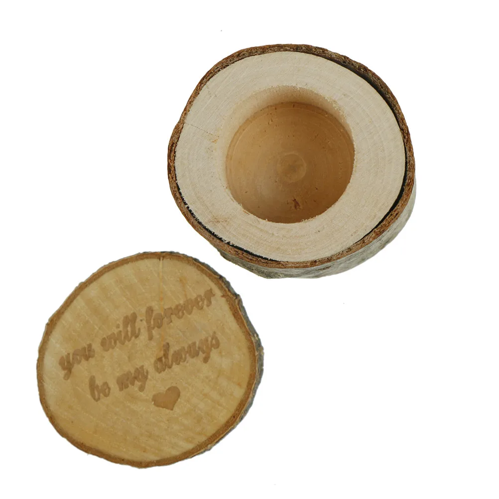 

Wooden Ring Box Round Shabby Chic Rustic Wedding Ring Box Jewelry Storage Box