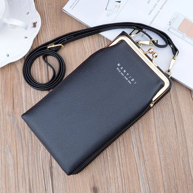 

Mobile Phone Bag Smartphone HandBags Vertical Zipper Wallet Cart Slots Lychee Pattern Large-capacity One-shoulder Diagonal Bag
