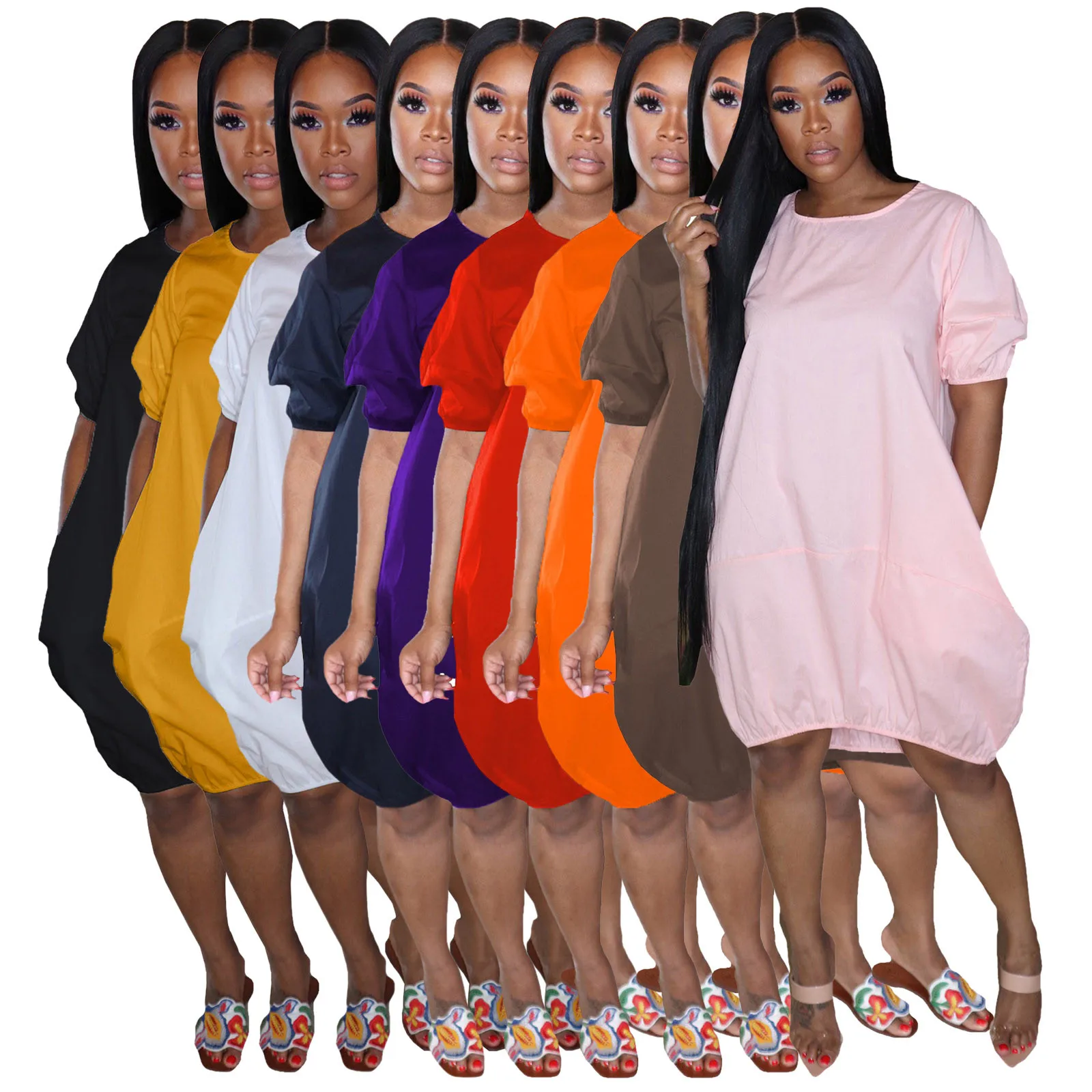 

Women's Plus Size Casual Dresses Casual Short Sleeve Mid-Length Gradient Summer