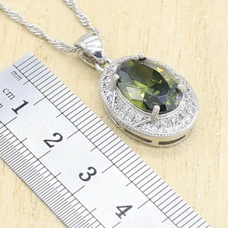 Серебряное ожерелье с подвеской для женщин оливковый зеленый синий белый