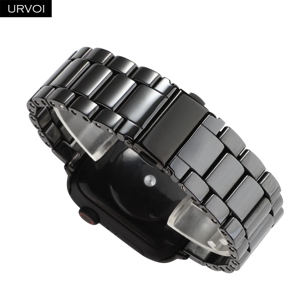 Ремешок керамический URVOI для Apple Watch series браслет iWatch 6 SE 5 4 3 2 1 блестящий