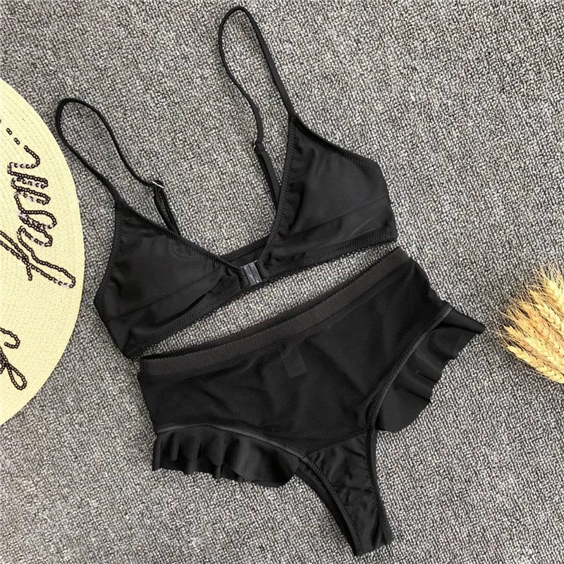 2018 купальник женский цельный с открытой спиной сексуальный однотонный Цельный