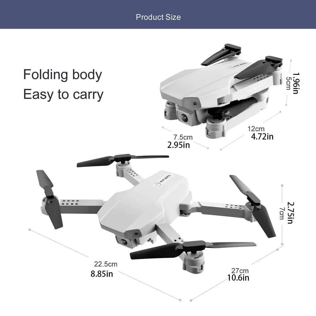 

KK5 WiFi FPV with 4K 1080P without camera HD Dual Camera Altitude Hold Mode Foldable RC Drone Quadcopter RTF VS KK8