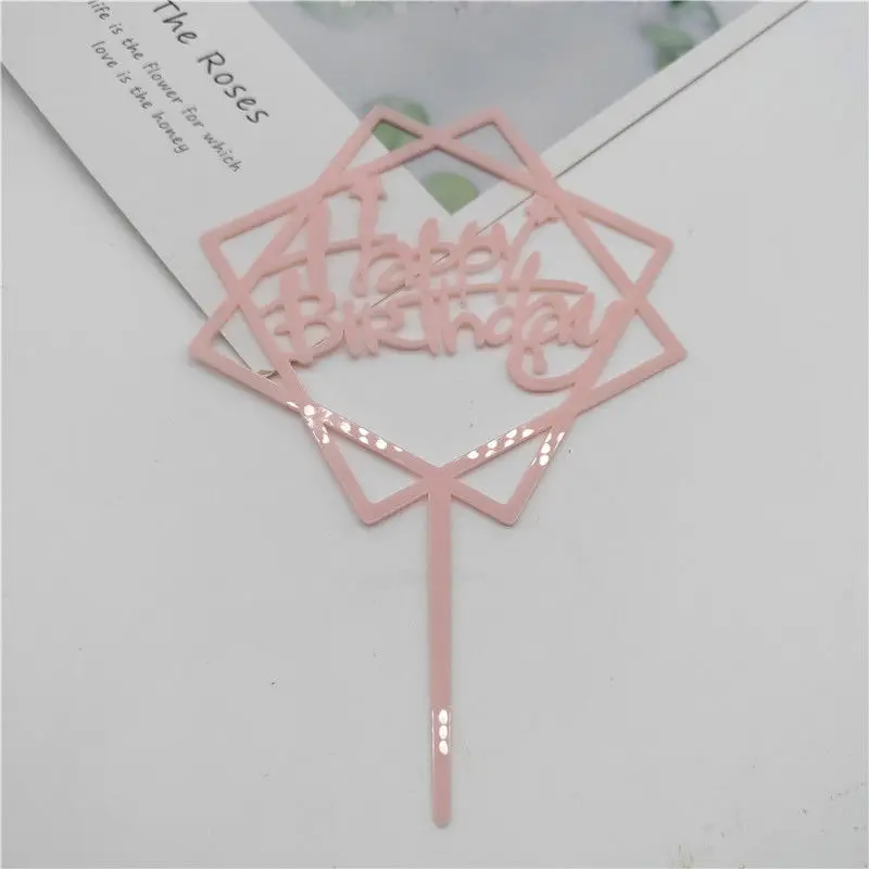 

10Pcs Happy Birthday Acrylic Cake Insert Card Birthday Cake Decoration Baking Dessert Table Insert Valentine's Day Insert