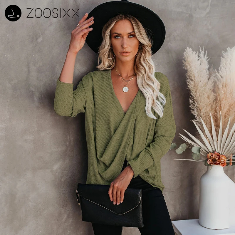 

Autumn Women Casual Loose Knitted Sweater Elegant Thin V-Neck Bottoming Shirt Long Sleeve Pullovers Tops 2021 New