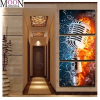 microphone fire water diamond painting full drill square diamond pictures mmosaic diamond embroidery 3pcsset office home decor