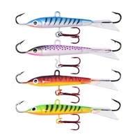 4pcs mixed colors winter ice fishing lure set balancer sinking hard bait pesca tackle barbed lead head treble hooks for trout