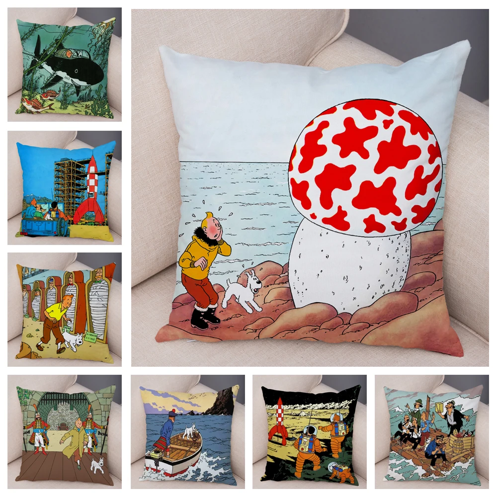

Чехол для диванной подушки «Приключения Тинтина», 45x45 см
